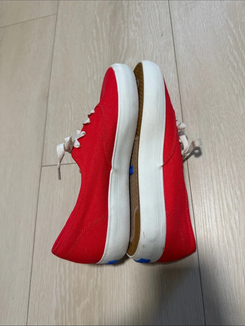 Keds Red Canvas Low-Top Sneakers with White Laces